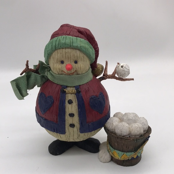Vintage K. Killip for DEMdaco Snowman with Bucket of Snowballs Figurine (1999) - Picture 2 of 7
